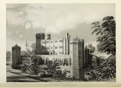1845년에 그려진 스태퍼드셔 Caverswall Castle 그림. 현대의 무료 사진은 사용하지 않았습니다